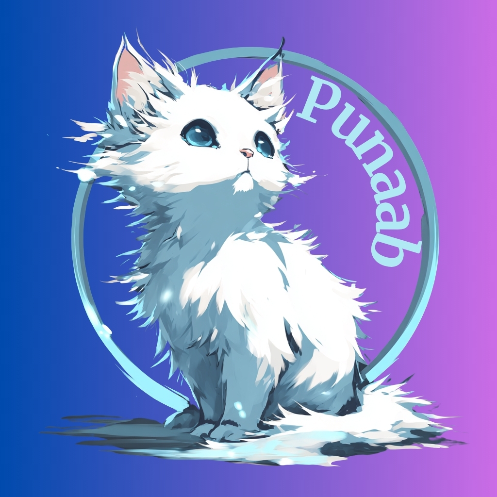 Punaab logo: a white cat breaking out of a glowing ring